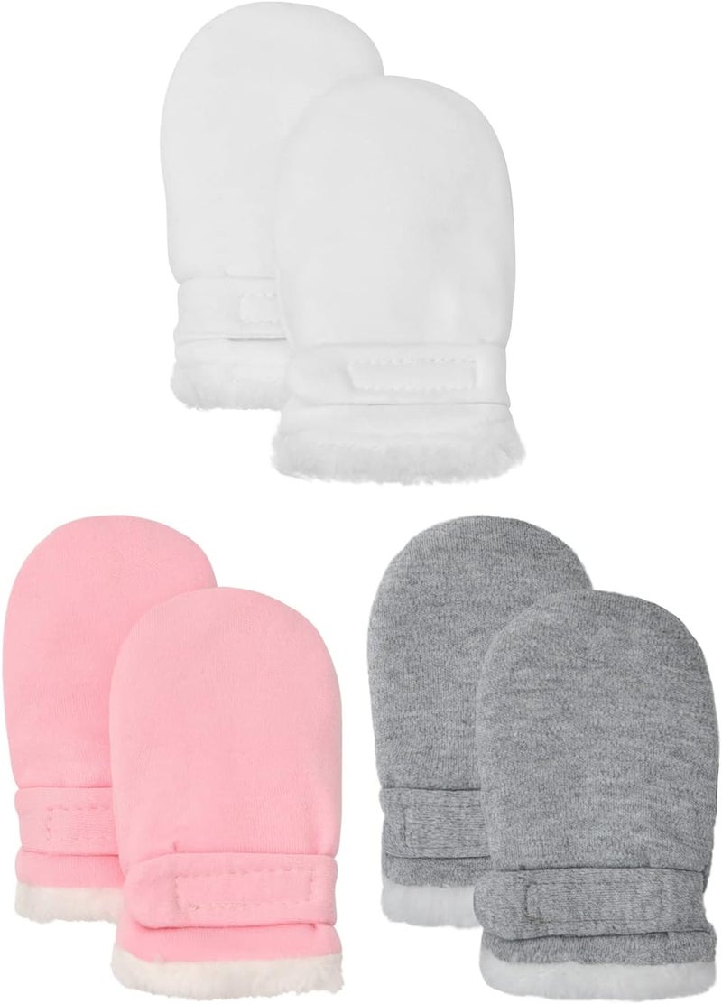 Reyow Baby Winter Mittens Newbron Adjustable Stay-On 0-12 Months Warm Gloves Sherpa Lined Fleece Infant Mittens Winter for Boy Girl - Image 1